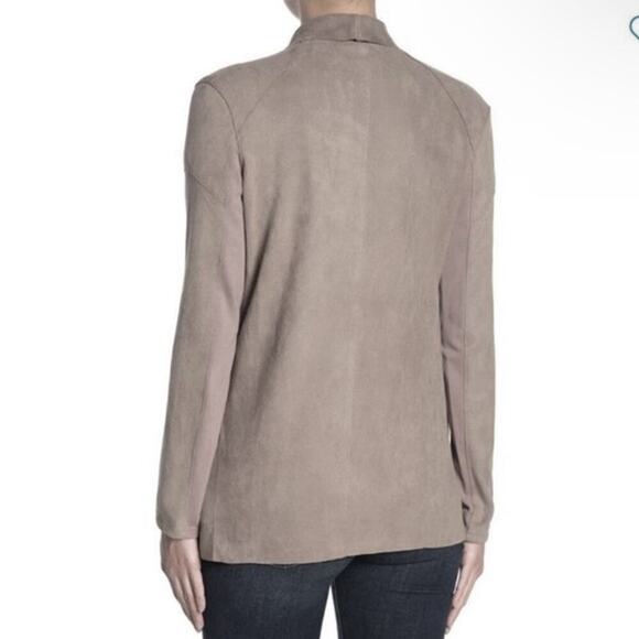 Blank NYC Women's Soft Faux Suede Drape Snap Moto Cardigan Jacket Waterfall Neck - Picture 3 of 14